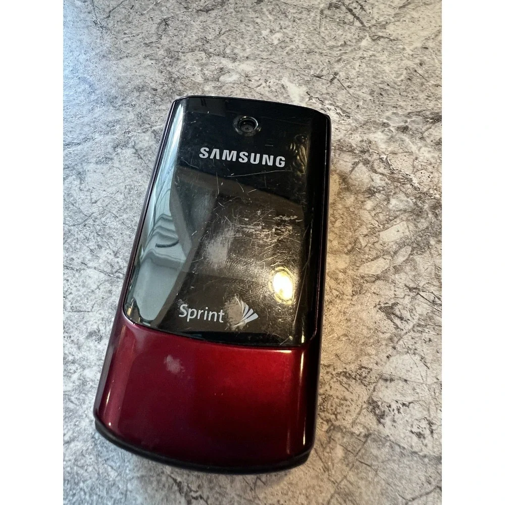Samsung M320 Sprint Flip Phone Red w/ Box BAD BATTERY